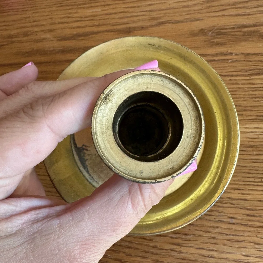 Vintage‎ Solid Brass Chamberstick Candle Holder Made in India Gold Tone